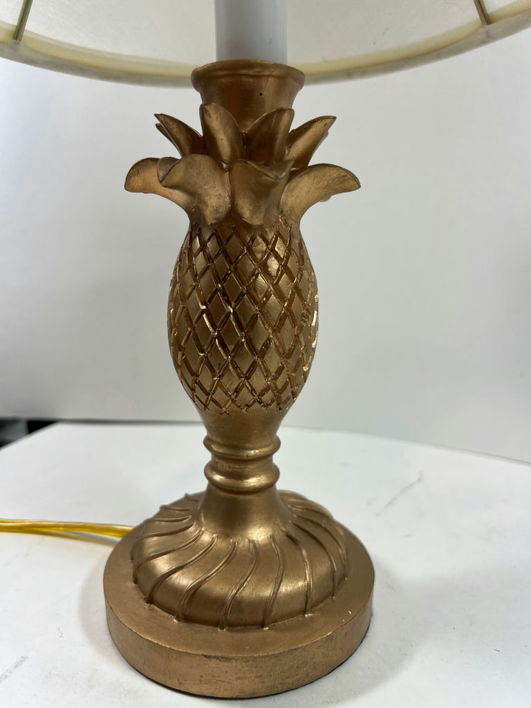 Gold pineapple table lamp with fabric shade - image 2 of 3