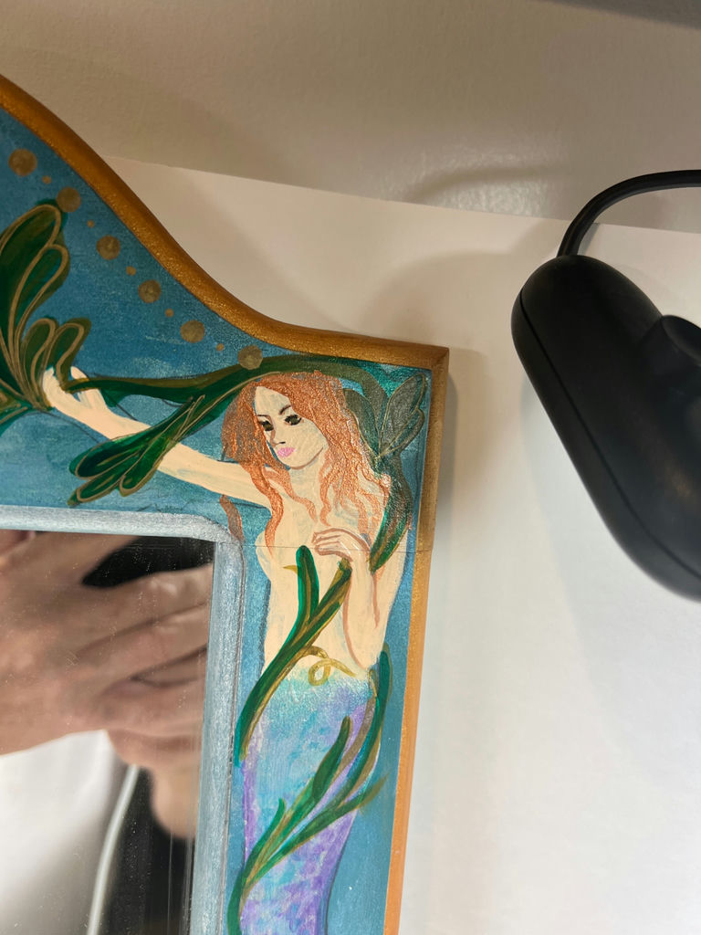 Hand-Painted Mermaid Border Wall Mirror by J Charter - image 4 of 7