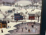 Framed winter village scene print - 18" x 12" - thumbnail 3 of 5