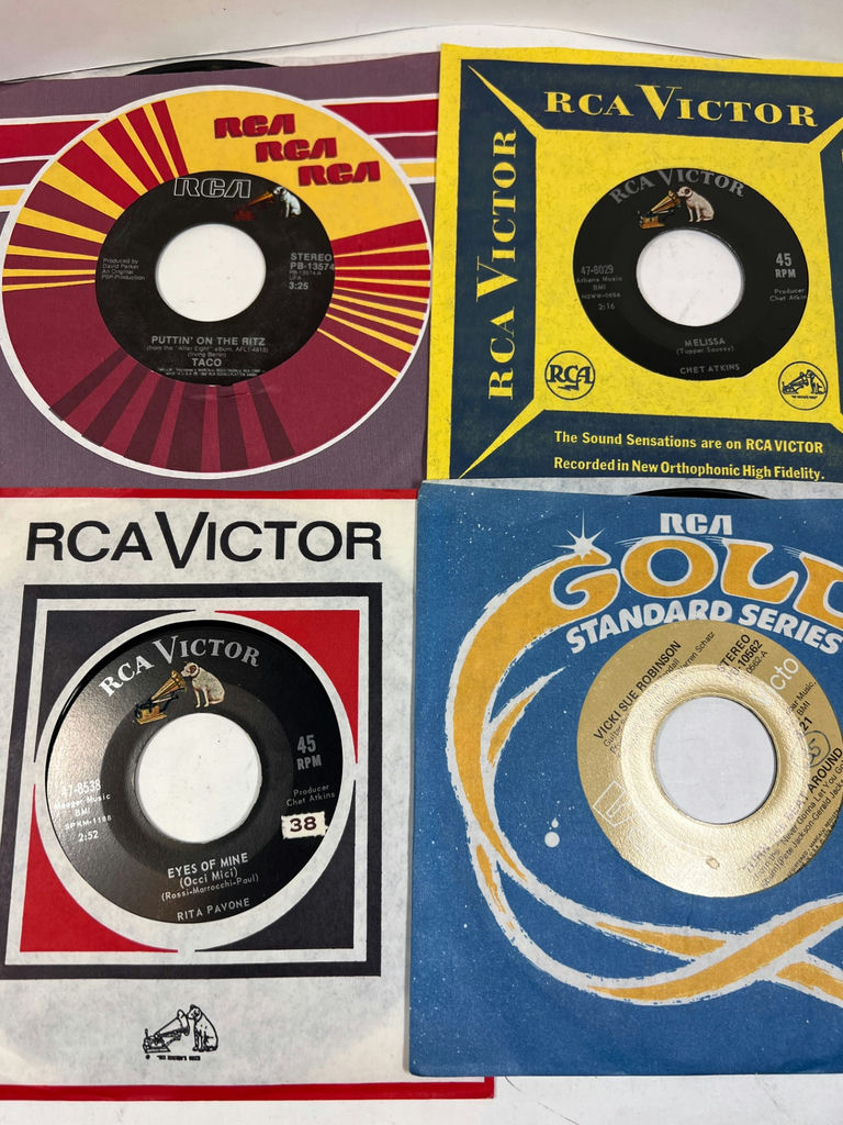Collection of 60 vintage 45 RPM vinyl singles in assorted sleeves - image 7 of 17
