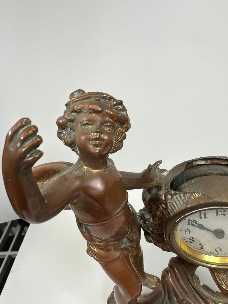 Bronze cherub clock statue - image 3 of 7