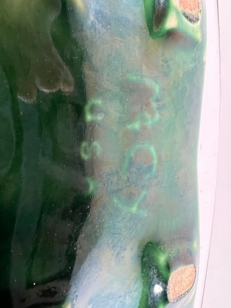 McCoy USA Green glazed scalloped ceramic dish - image 3 of 4