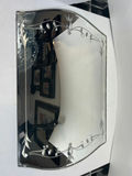 ANTIQUE Decorative etched glass wall mirror with floral vine border - 15" Long - thumbnail 1 of 6