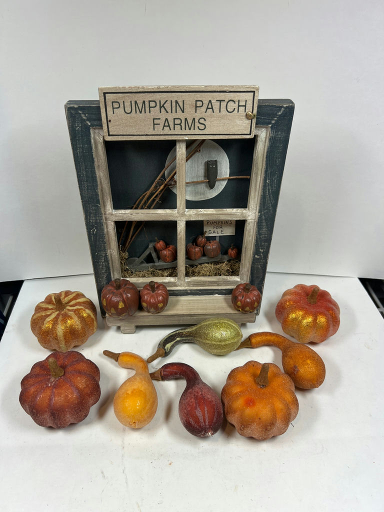 Rustic Pumpkin Patch Farms Miniature Display with Pumpkins and Gourds - image 1 of 4
