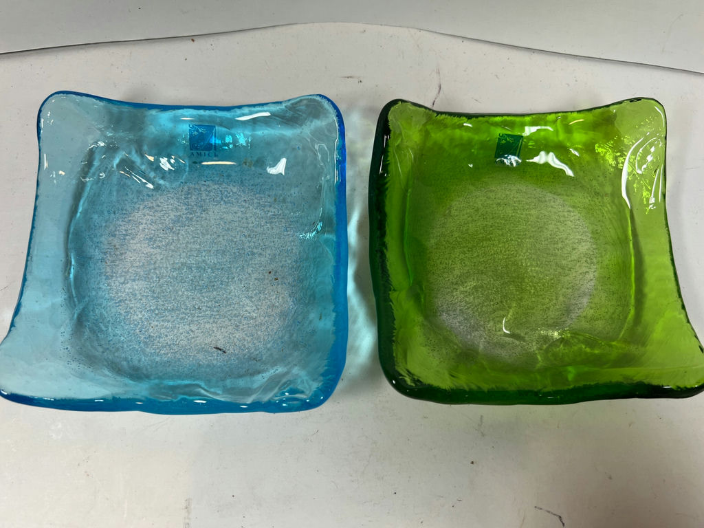 Blue and Green Square Glass Dishes - image 1 of 5