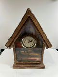 Thomas Kinkade Rustic house-shaped clock with landscape scene - thumbnail 1 of 5