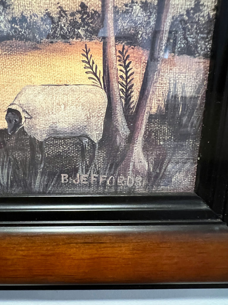 Framed pastoral farm landscape with sheep 23" X 19" - image 3 of 4
