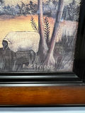 Framed pastoral farm landscape with sheep 23" X 19" - thumbnail 3 of 4