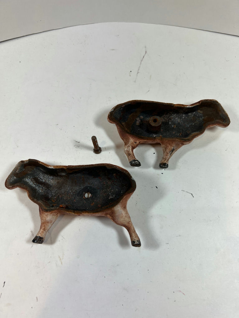 ANTIQUE Split-body CAST IRON pig figurines - image 2 of 5