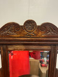 Carved wooden wall-mounted mirror with shelf from 1900's - thumbnail 2 of 6