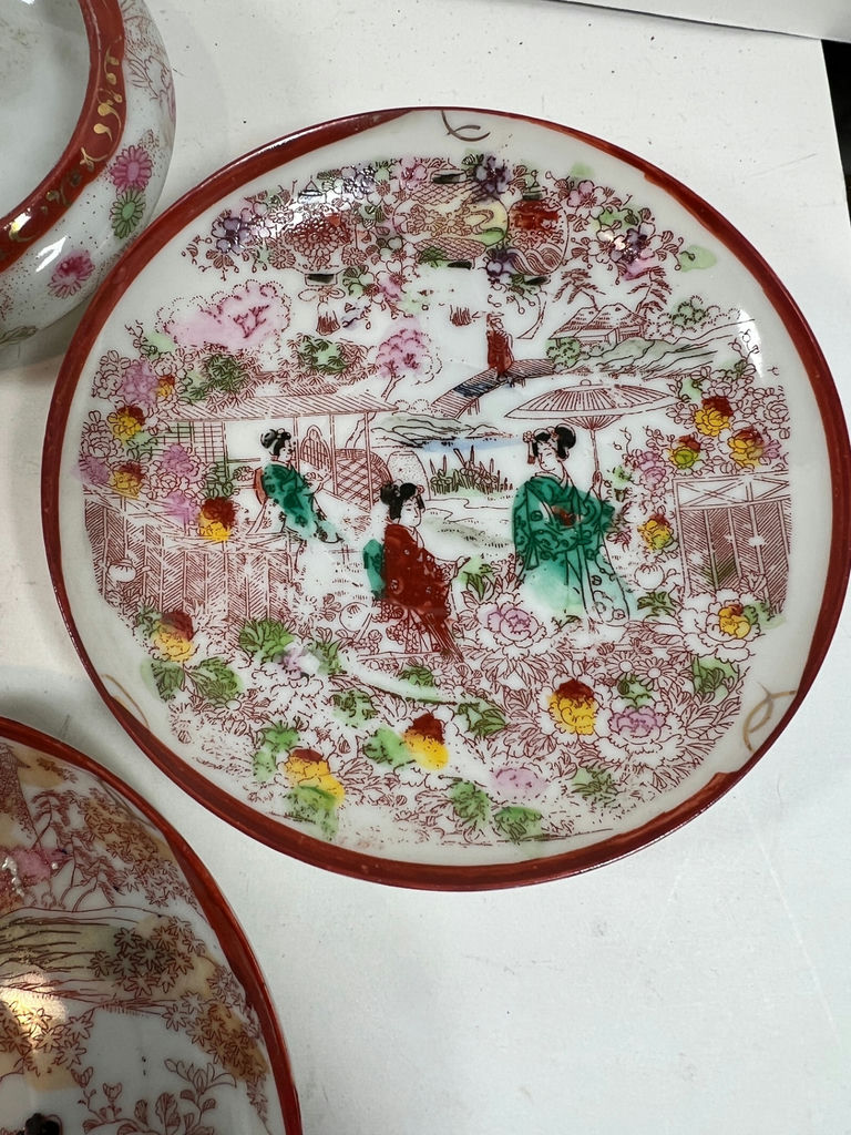 Set of Japanese decorative porcelain plates and bowl - image 4 of 7