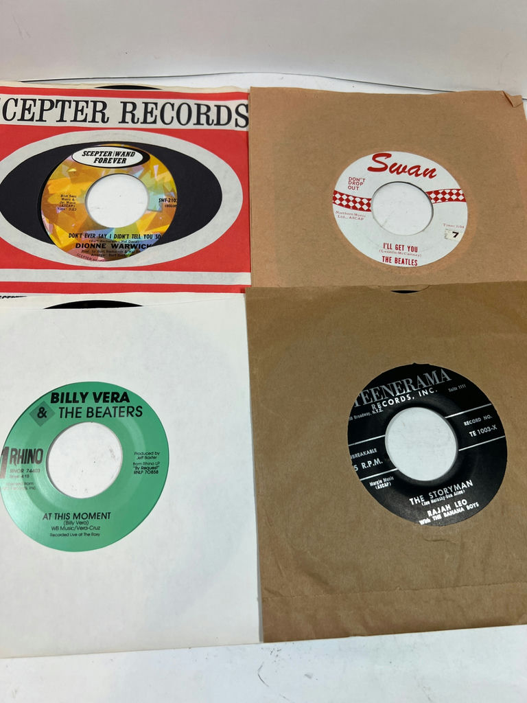 Collection of 60 vintage vinyl 45's records and a metal storage box - image 10 of 17