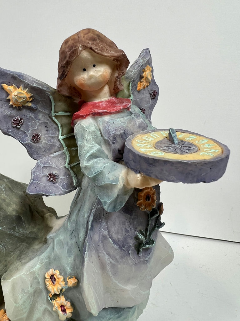 Angel figurine with inscribed rock and floral accents - image 2 of 4