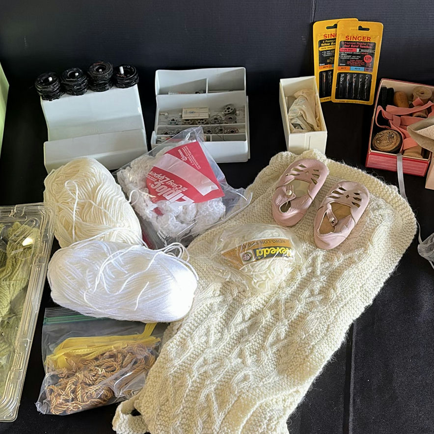Assorted knitting yarn, crochet supplies, and sewing notions - image 3 of 7