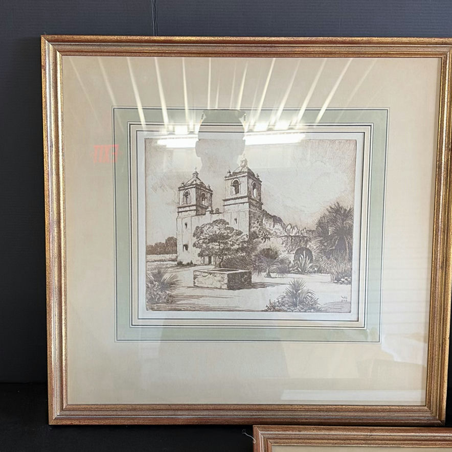 Three framed prints of architectural scenes with artist label - image 2 of 5