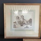 Three framed prints of architectural scenes with artist label - thumbnail 2 of 5