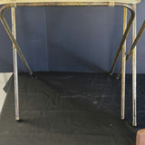 Vintage wheeled tray table with ceramic top and wooden back panel - thumbnail 2 of 8