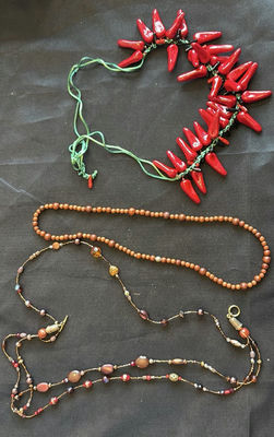 Chili pepper necklace with beaded jewelry set - Image 1 of 6