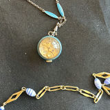 Turquoise and gold-tone bead necklaces with a pocket watch pendant - thumbnail 4 of 6