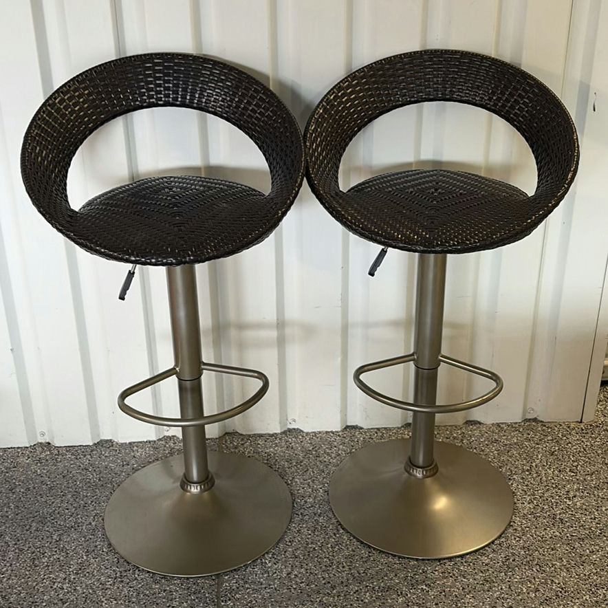 Pair of black wicker bar stools - image 1 of 4