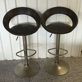 Pair of black wicker bar stools - thumbnail 1 of 4