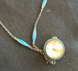 Turquoise and gold-tone bead necklaces with a pocket watch pendant - thumbnail 3 of 6