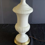 White ceramic table lamp with fabric shade - thumbnail 2 of 4