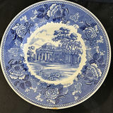 Decorative ceramic plate set: blue-and-white scenes and pink transferware with spoon - thumbnail 2 of 8