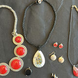 Red cabochon necklaces with assorted pendants and earrings - thumbnail 4 of 6