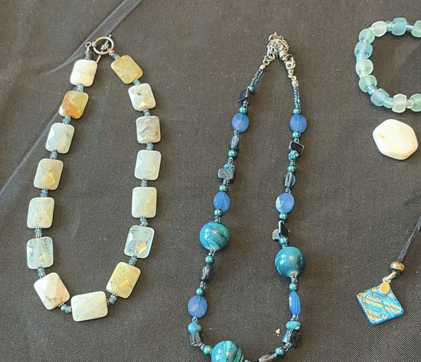 Assorted blue jewelry set (necklaces, bracelets, earrings, and pendants) - image 1 of 7
