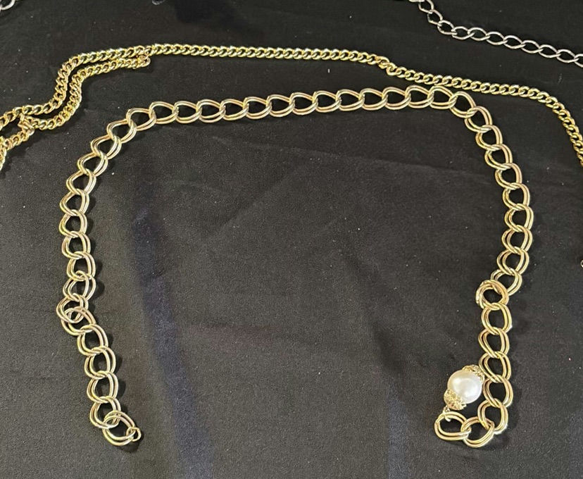 Gold-tone chain necklaces and Brighton belt with ornate buckle - image 4 of 4