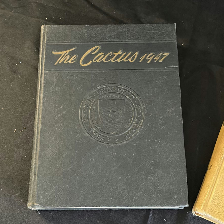The Cactus yearbooks (1946 and 1947) with round wire basket and red padded handles - image 1 of 7