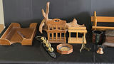 Assorted vintage wooden miniatures, boxes, and metal decor - thumbnail 1 of 7