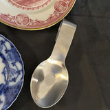 Decorative ceramic plate set: blue-and-white scenes and pink transferware with spoon - thumbnail 5 of 8