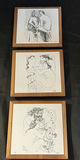 Three framed line drawings of nude figures - thumbnail 1 of 4