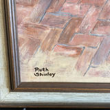 Ruth Shirley framed paintings: chair, florals, landscape, and abstract greens - thumbnail 7 of 8