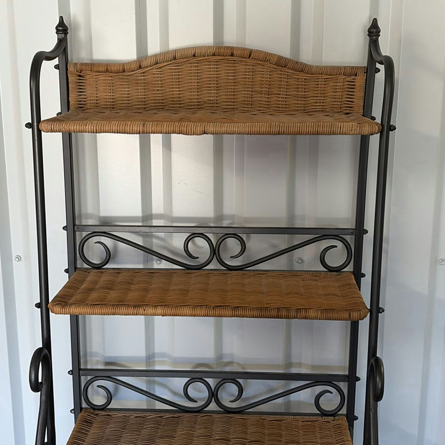 Five-Tier Wicker and Metal Shelf Unit - image 2 of 3