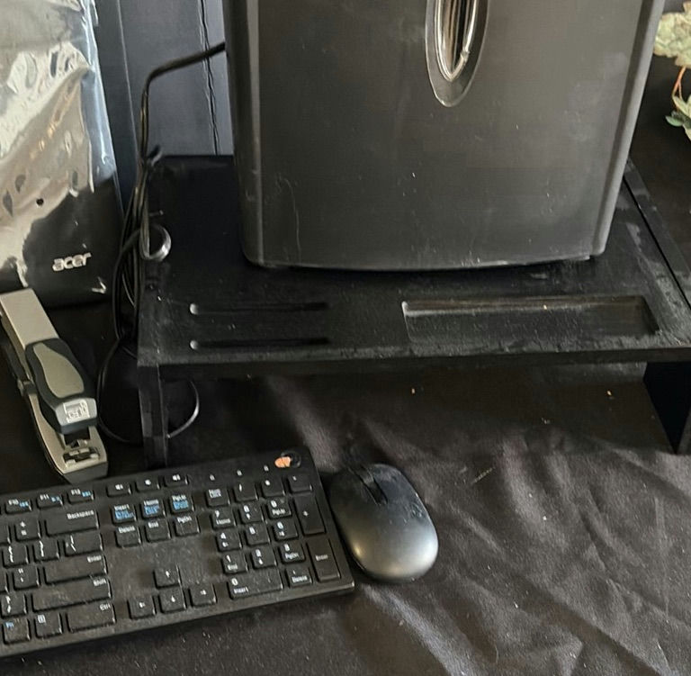 Canon printer with keyboard, mouse, shredder, stapler, and Acer boxed item - image 5 of 6