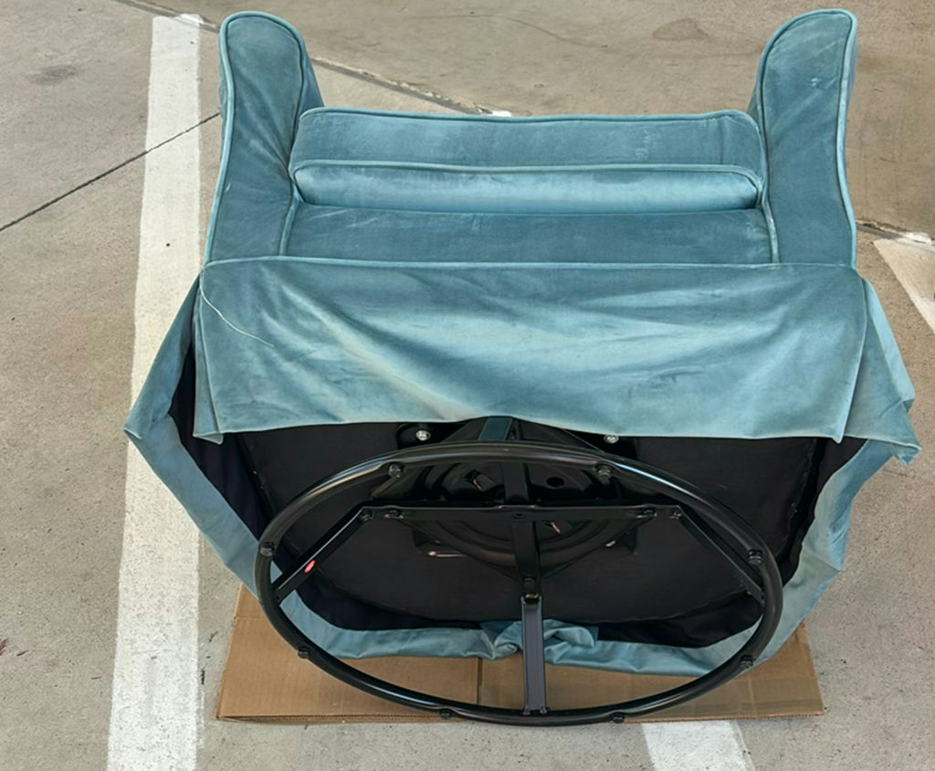 Blue Upholstered Swivel Barrel Chair - image 4 of 7