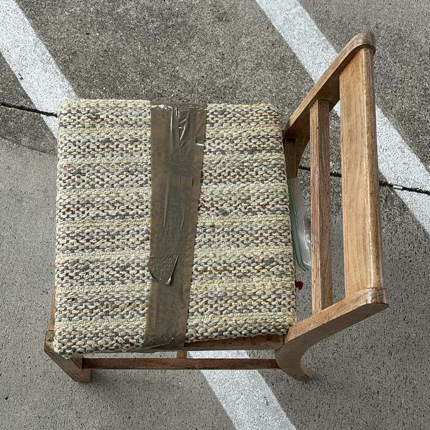 White Plastic Armchair and Wooden Woven-Seat Chair - image 6 of 7