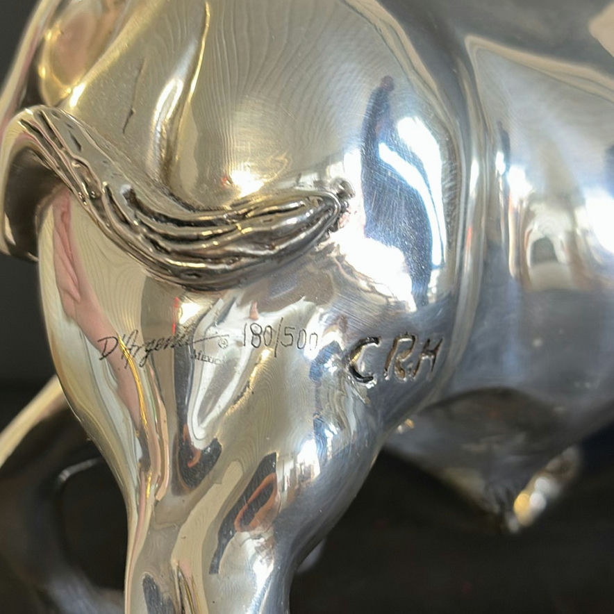 Polished chrome bull sculpture - image 4 of 4