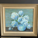 Ruth Shirley Framed Paintings: Hydrangea Bouquet, Cottage Scene, and Market Scene - thumbnail 2 of 6