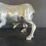 Polished chrome bull sculpture - thumbnail 3 of 4