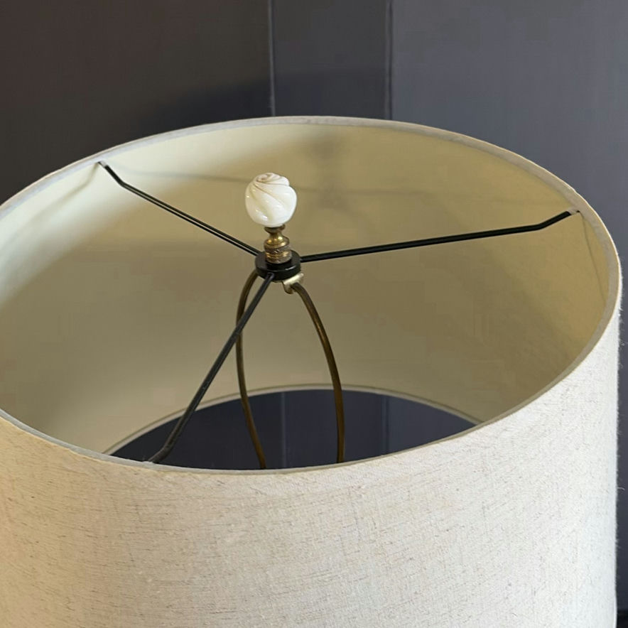 White ceramic table lamp with fabric shade - image 3 of 4