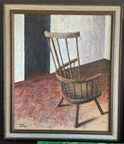 Ruth Shirley framed paintings: chair, florals, landscape, and abstract greens - thumbnail 1 of 8