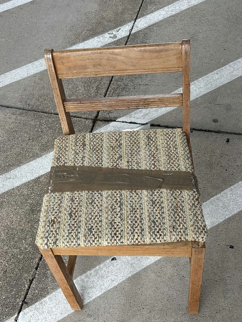White Plastic Armchair and Wooden Woven-Seat Chair - image 5 of 7