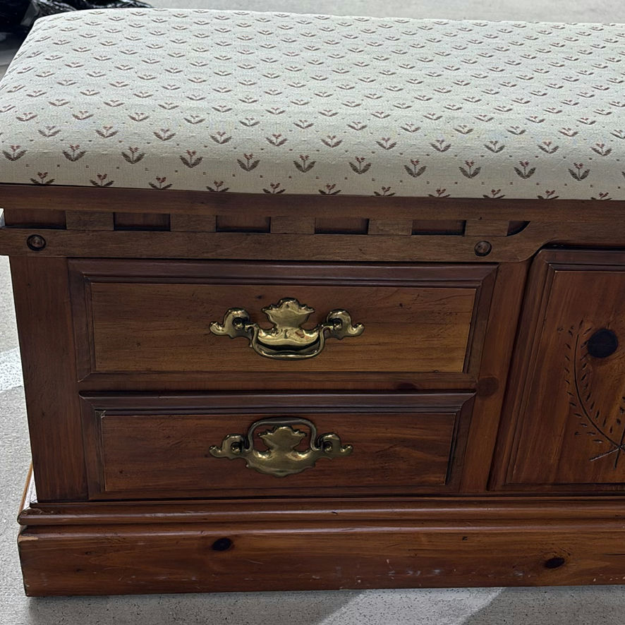 Upholstered Wooden Storage Bench with Drawers - image 2 of 9