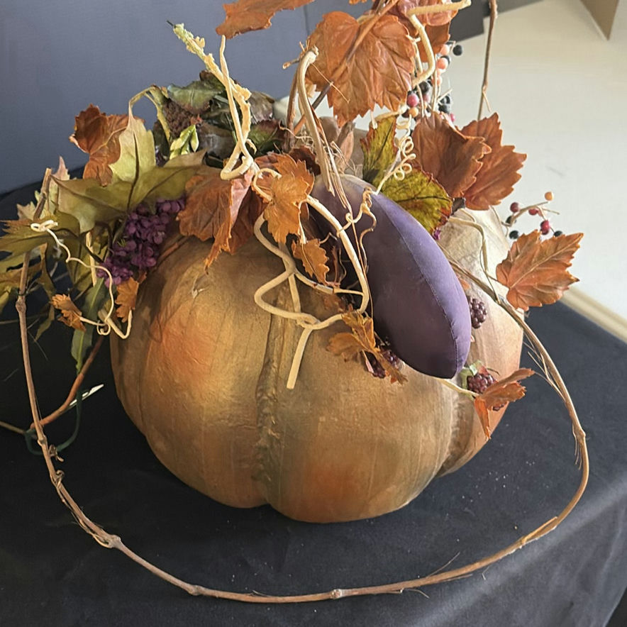 Halloween decor set: witch sign, straw broom, pumpkin centerpiece, and wooden rulers - image 3 of 4