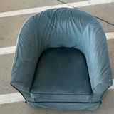 Blue Upholstered Swivel Barrel Chair - thumbnail 1 of 7