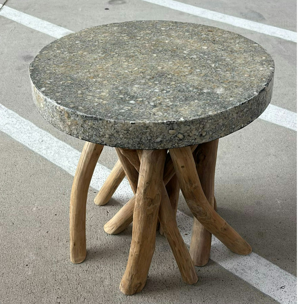 Black Rectangular Table and Round Stone-Top Wooden Table - image 4 of 5